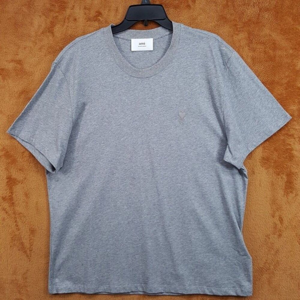 AMI Shirt Mens XL Grey Pullover Crew Heart Logo ADC T-Shirt Tee